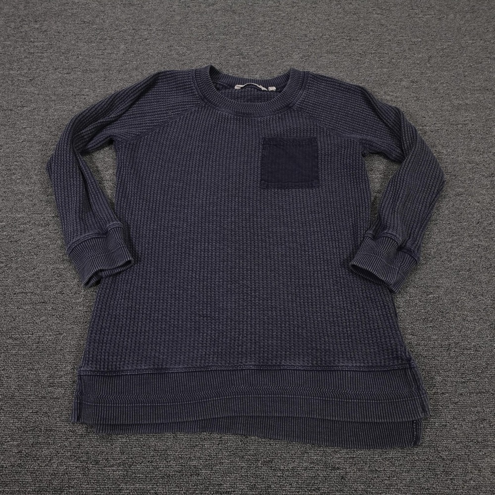 Soft‎ Surroundings Sweater Tunic Womens Petite XS Blue Waffle Knit Long Sleeve